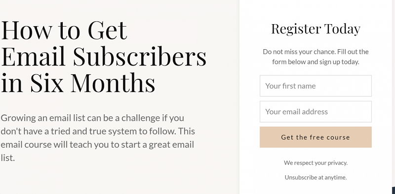landing page
